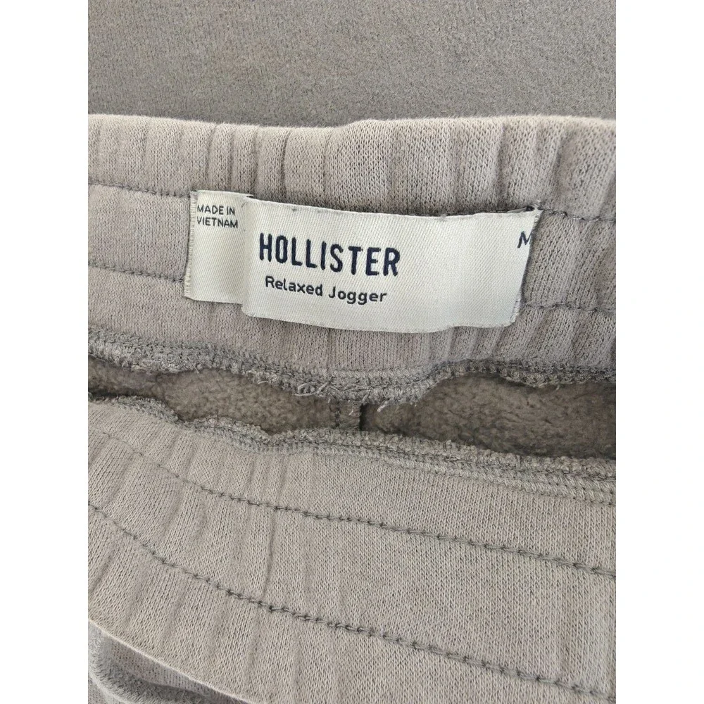 Hollister Relaxed Jogger Sweatpants Mens Medium Gray Fleece Lined Zip Pocket